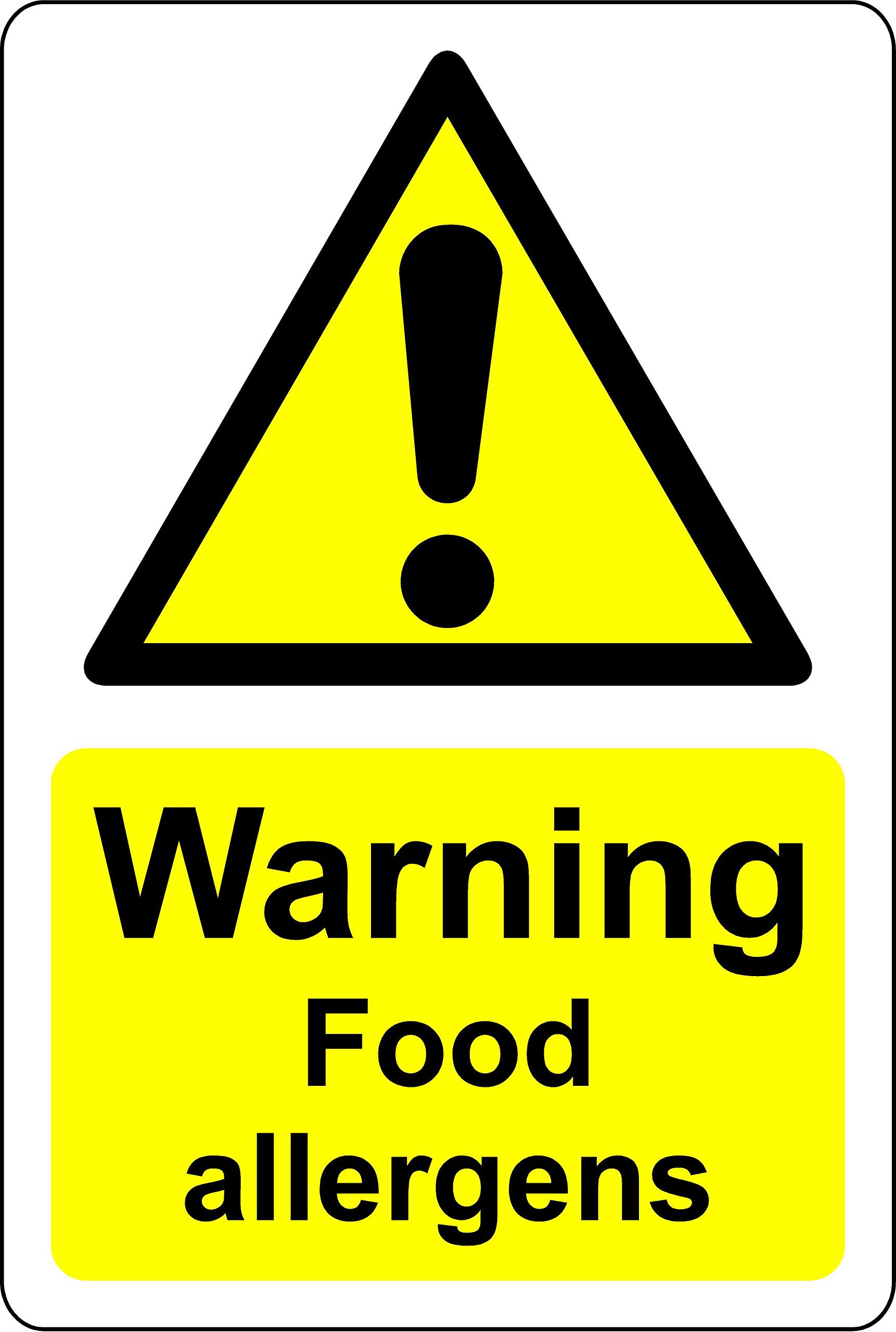 Kpcm Display Ltd Warning Food Allergens Safety Sign - 1.2Mm Rigid Plastic 200Mm X 150Mm
