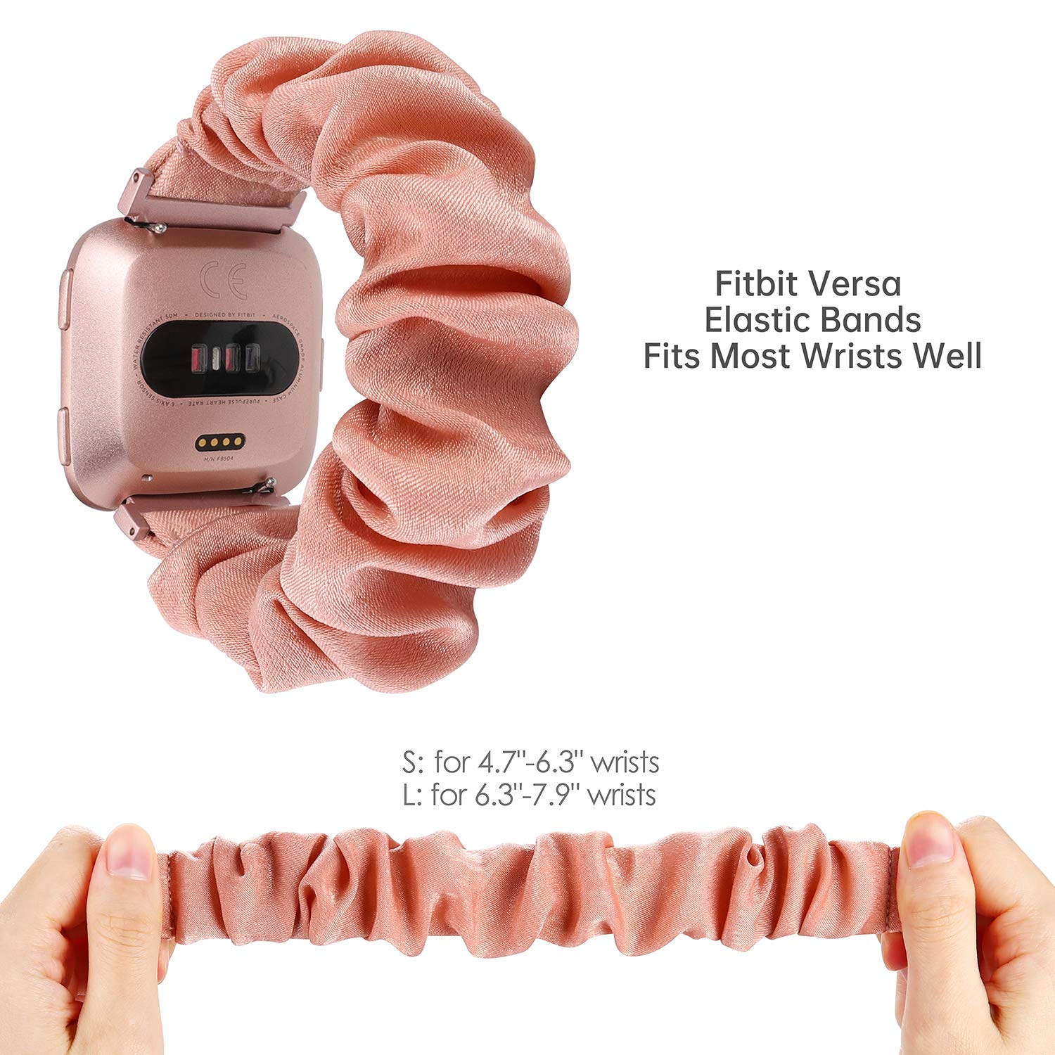Wearlizer Straps Compatible with Fitbit Versa/Versa 2 for Women Elastic Watch Strap Scrunchie Wristband Replacement Band (Pink/Floral - Image 2