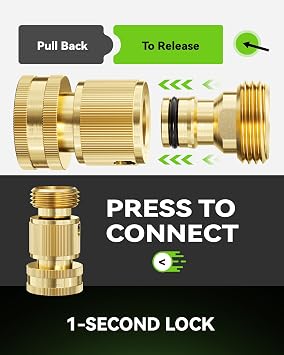 RainPoint Quick Connect Hose Fittings 3/4 GHT - Solid Brass Garden Hose Connectors, No-Leak Design & Universal Fit for Instant Connection (2 Sets)
