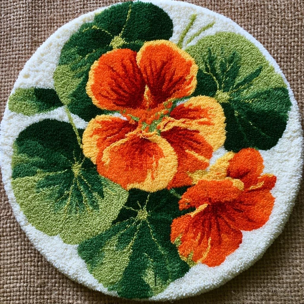 AMBATTERY DIY Latch Hook Rug Kit for Aldult,Nasturtium