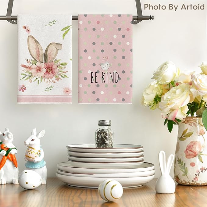 Adorable Pink Bunny Easter Kitchen Towels 🐰🌸