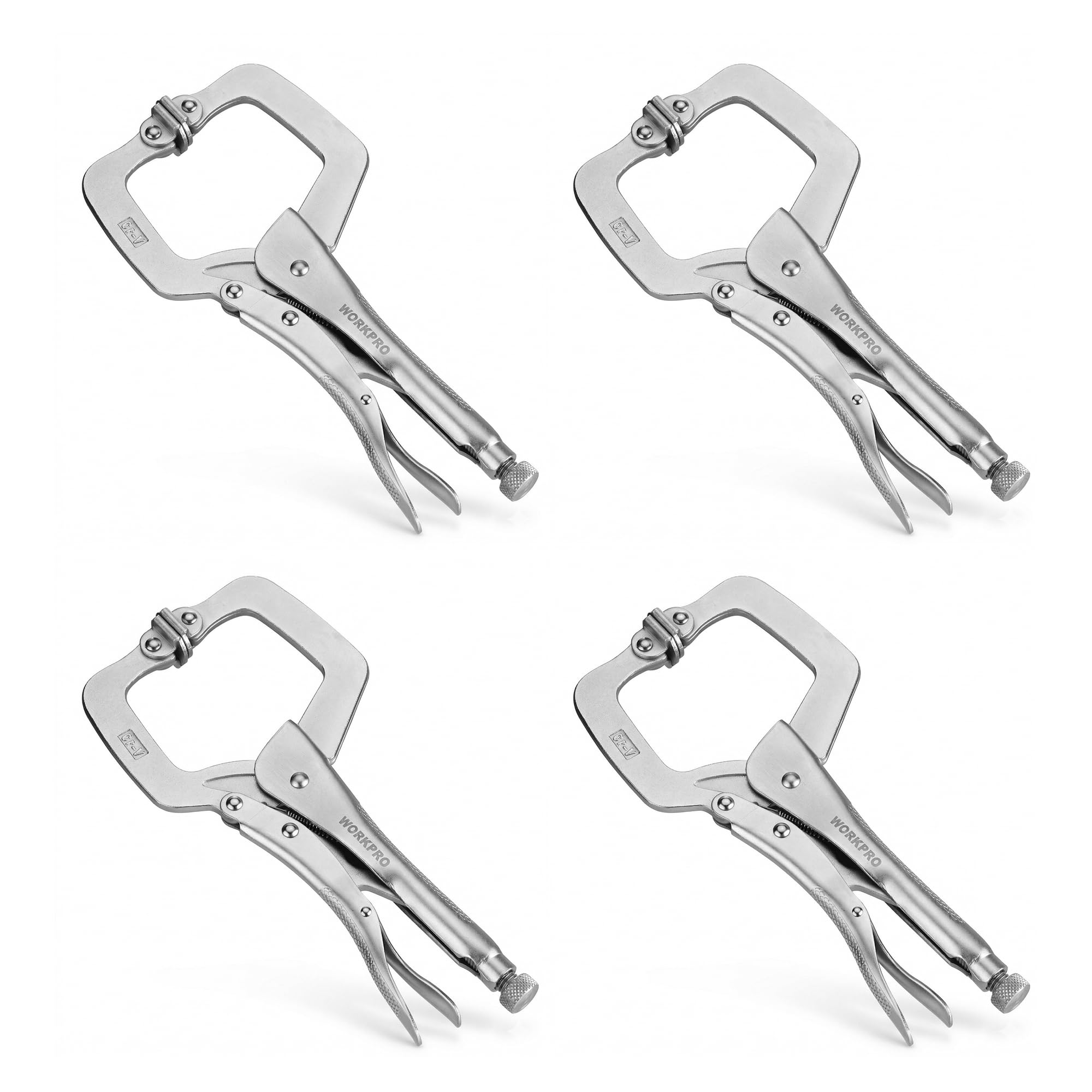 WORKPRO Lot de 4 pinces à souder réglables et robustes de 15,2 cm avec coussinets pivotants, pour le travail du bois, le travail du métal, la réparation automobile et l'atelier à domicile