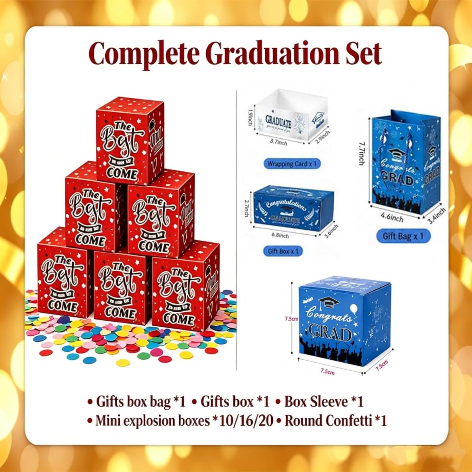 Money Explosion Graduation Gift Box Set Jumping Surprise Pop Up Pudełko upominkowe z okazji ukończenia szkoły Zdjęcia gotówki i małe prezenty (czerwony)