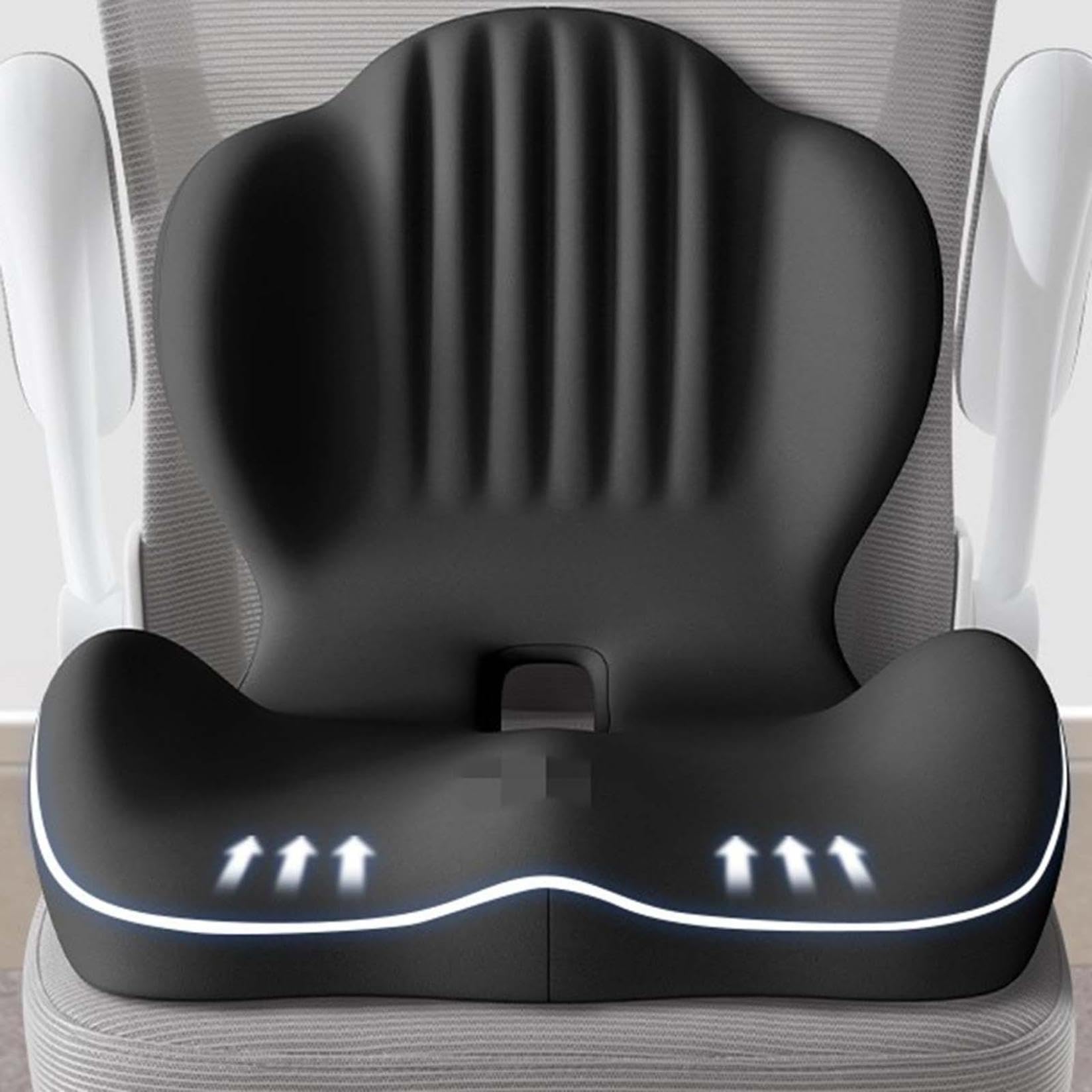 Cojín de espuma viscoelástica en forma de L con soporte lumbar, cojín ergonómico para silla de oficina y coche para mayor comodidad, ideal para el hogar, silla de ruedas y oficina
