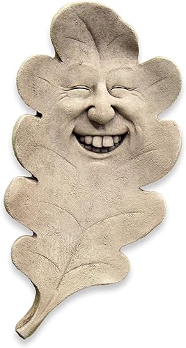 Carruth Estudio, placa de hoja con diseño de parques de madera, escultura original hecha a mano en piedra, hecha a mano