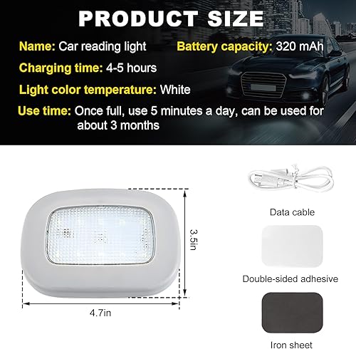 Miniatura 2 de Luz magnética de cúpula para automóvil, luz interior de techo de techo de automóvil, recargable por USB, 10 LED, luz de cúpula inalámbrica para