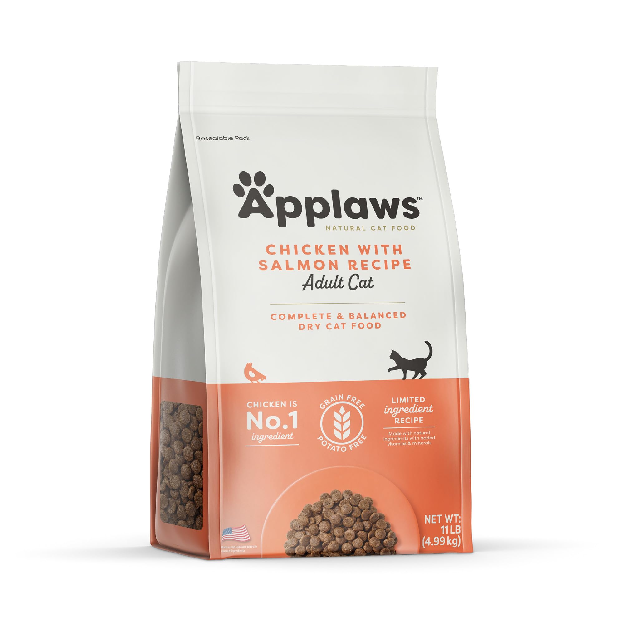 Applaws Complete Chicken &amp; Salmon Grain Free Dry Cat Food 11 lb Bag