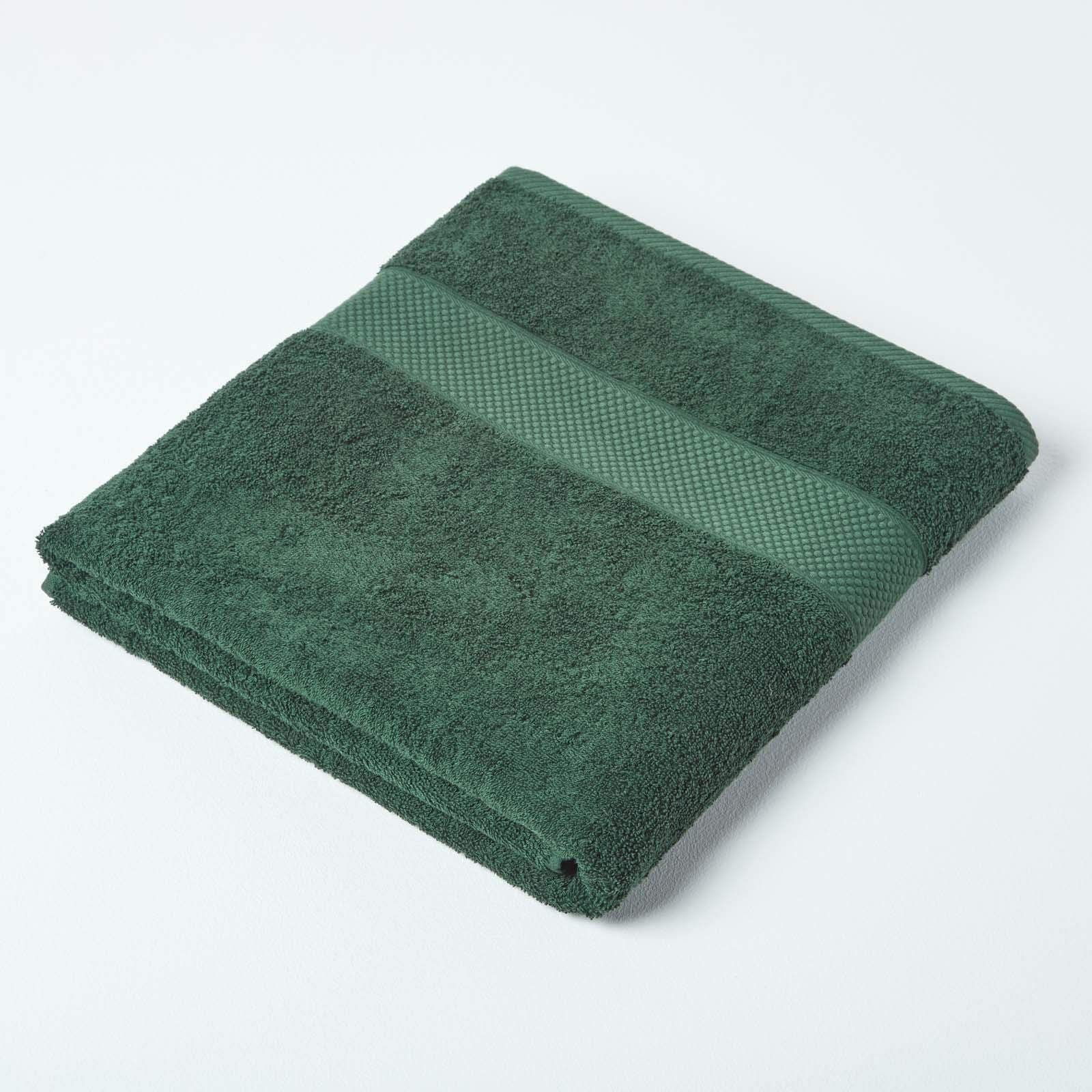 HOMESCAPES Dark Green Turkish Cotton Bath Sheet Towel Super Soft Thick & Absorbent 500 GSM Towel Heavy Weight for everyday Luxury