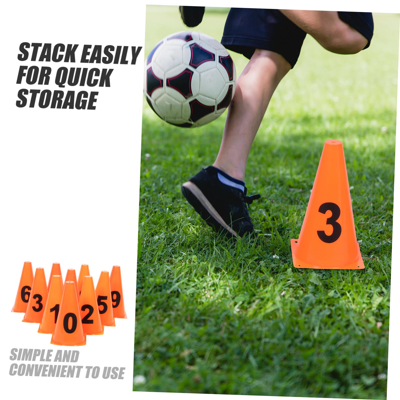 UPKOCH Lot de 10 Cônes Numérotés avec Logo Numérique pour Le Sport Cônes Dentraînement en Plastique À Base Plate pour Les Exercices De Football