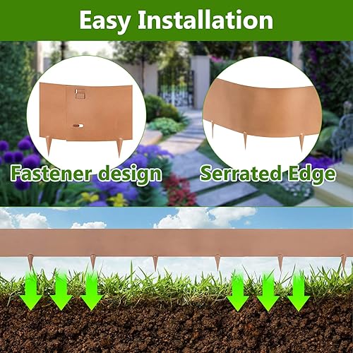 Miniatura 8 de Borde de acero para jardines, 4 pulgadas de alto, resistente para césped, sin excavar, para jardín, camino, patio, camas al aire libre, (16 pies en