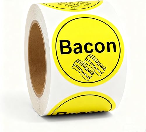 Pegatinas de tocino Etiquetas de tocino Deli 1 pulgada Rotación de alimentos Paquete al por menor Pegatinas Rollo 500 Unids Etiquetas Adhesivas