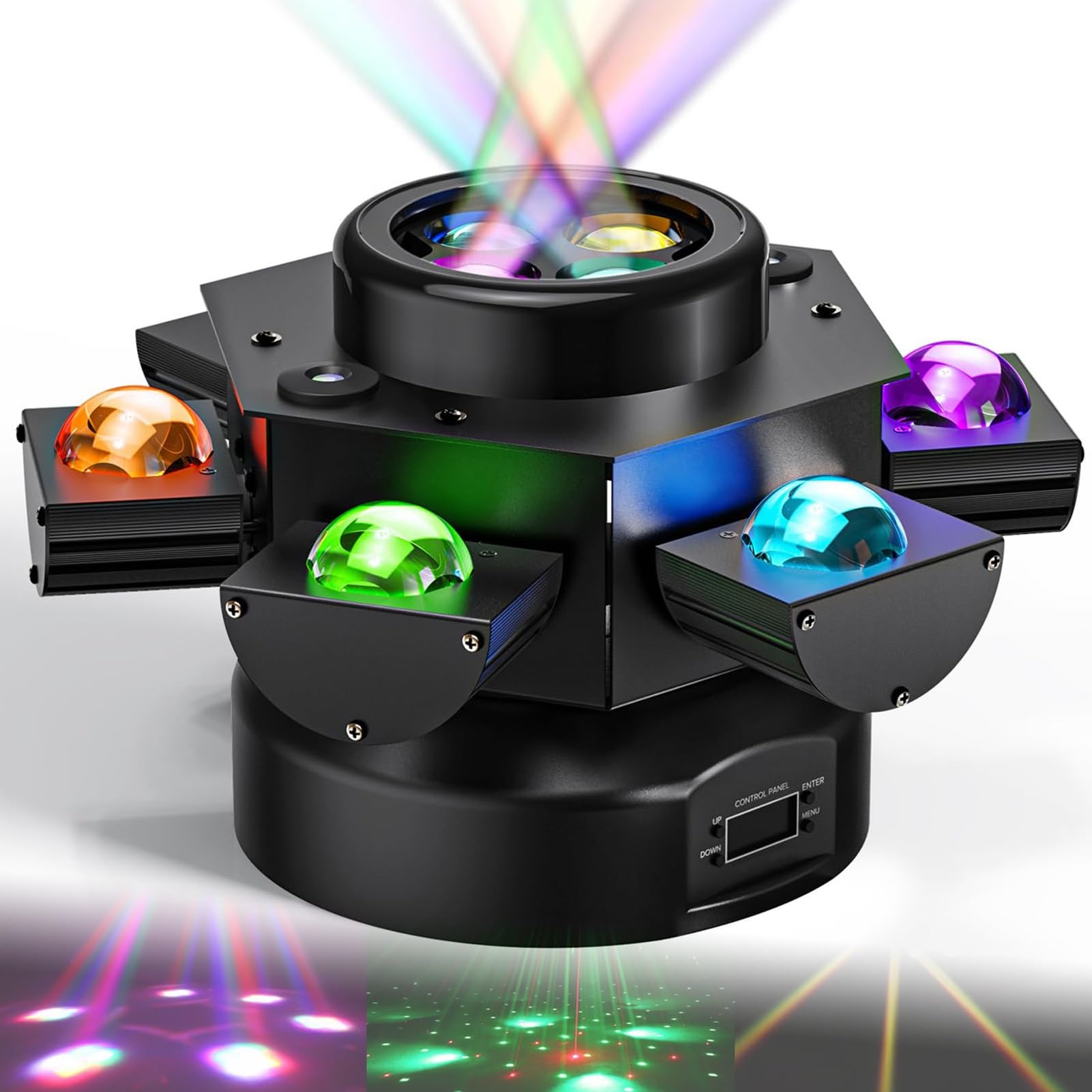 Attrezzatura for luci a testa mobile DJ 6 bracci, da discoteca feste al coperto, LED RGBW DJ, palco con controller DMX-512, attivate dal suono, feste, KTV, matrimoni, club
