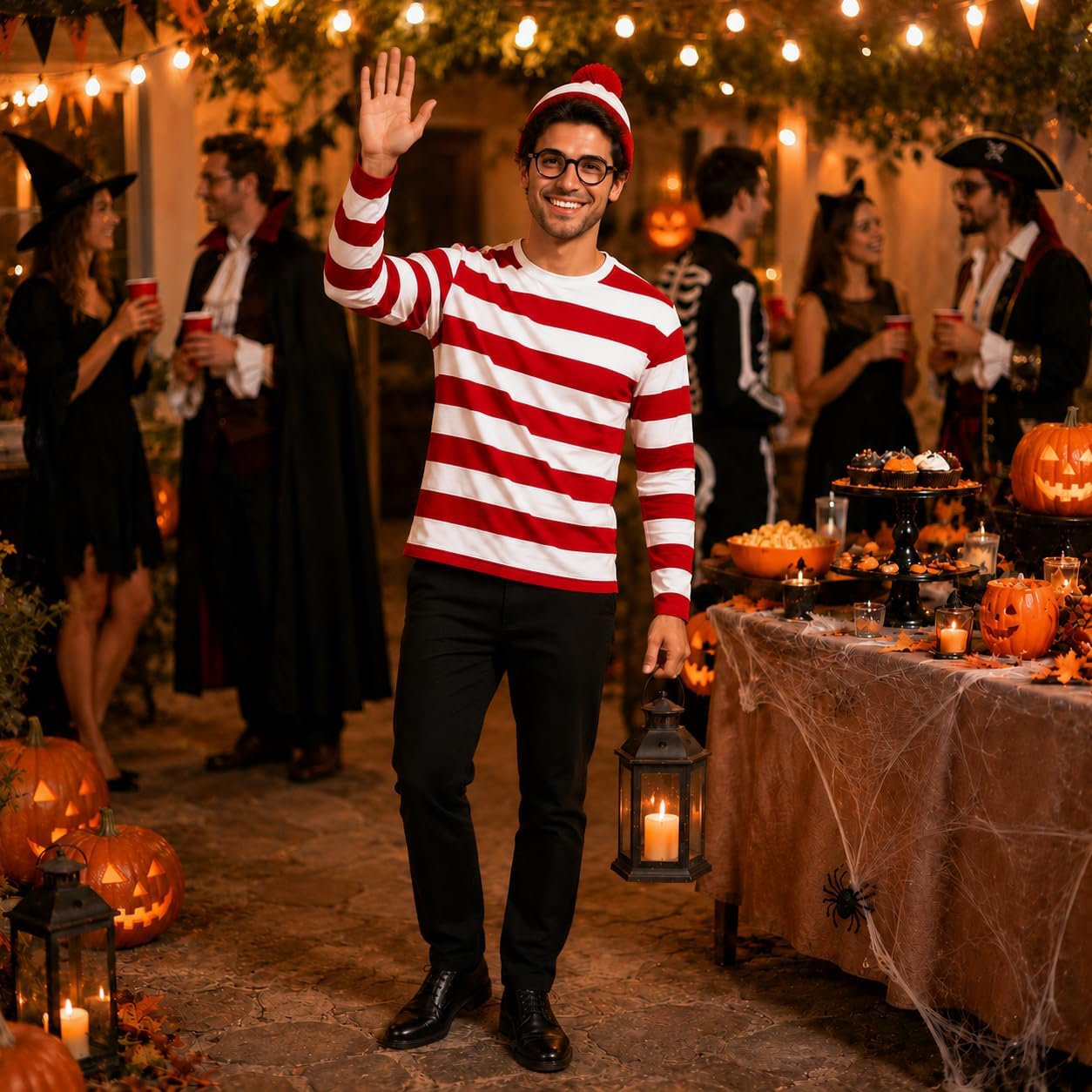 Halloween Red and White Striped Shirt for Men
