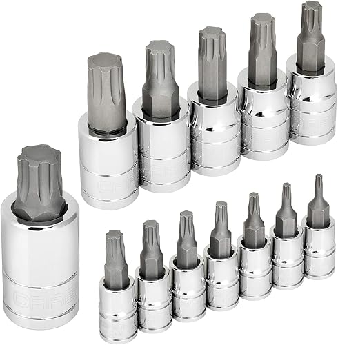 Miniatura 5 de CARBYNE Juego de dados Torx Plus de 13 piezas (también conocido como 6 lóbulos), TP-8/IP-8 a TP-60/IP-60, brocas de acero S2, enchufes CRV | 1/4