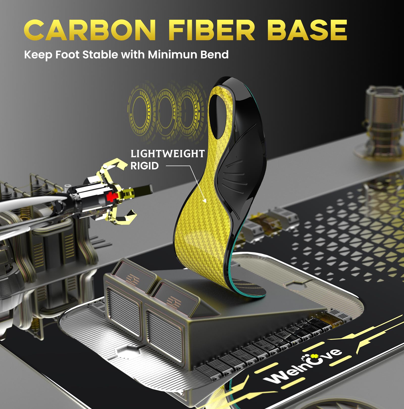 Plantillas de fibra de carbono con soporte para el arco - Suela de rendimiento amortiguadora para deportes activos - Retorno de energía y protección contra lesiones, no para zapatos con tacos y