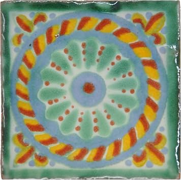 Tumia LAC Handmade Mexican Talavera Tile - Authentic Style Quinta Ceramic Tiles for Crafts, Backsplashes and Home Improvement - Individual Tile