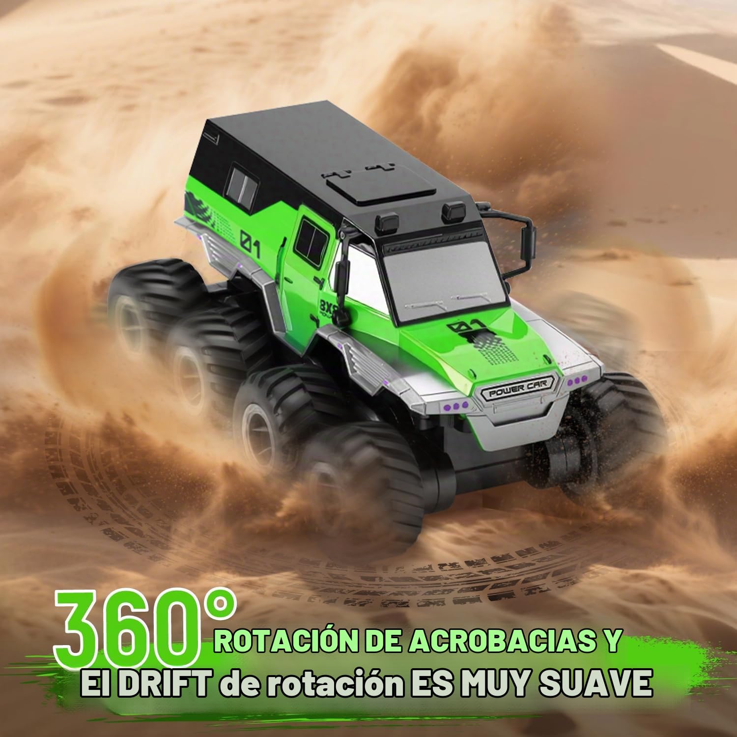 PAISHENKEJI Coche teledirigido Impermeable Coche de Juguete - Coches RC Anfibios 8WD Camión Todoterreno teledirigido Coches Drift Crawler de 2,4 GHz para niños, Regalo de cumpleaños o Navidad