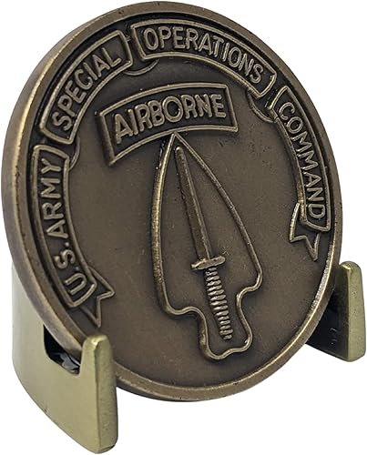 Miniatura 7 de Soporte de exhibición de monedas Military Challenge - Metal sólido con acabado anodizado - veterinario estadounidense de negocios (acabado dorado)