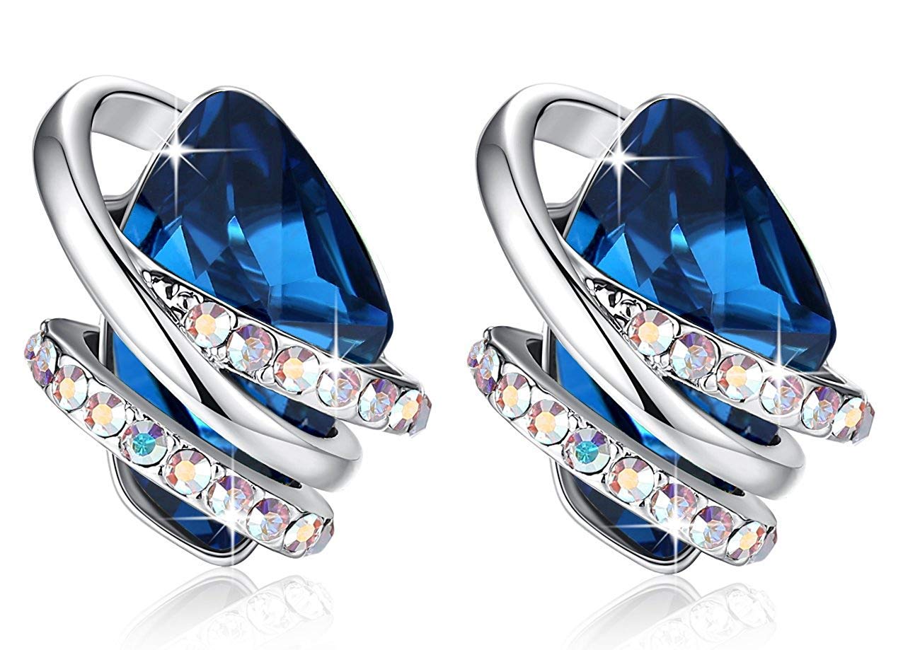 Leafael San Valentín Pendientes Wishstone Mujer con Piedra de Nacimiento, Cristales Curativos, Plata u Oro Rosa Chapado, Sin Níquel y Plomo, Joyería Elegante, Caja de Regalo Incluida