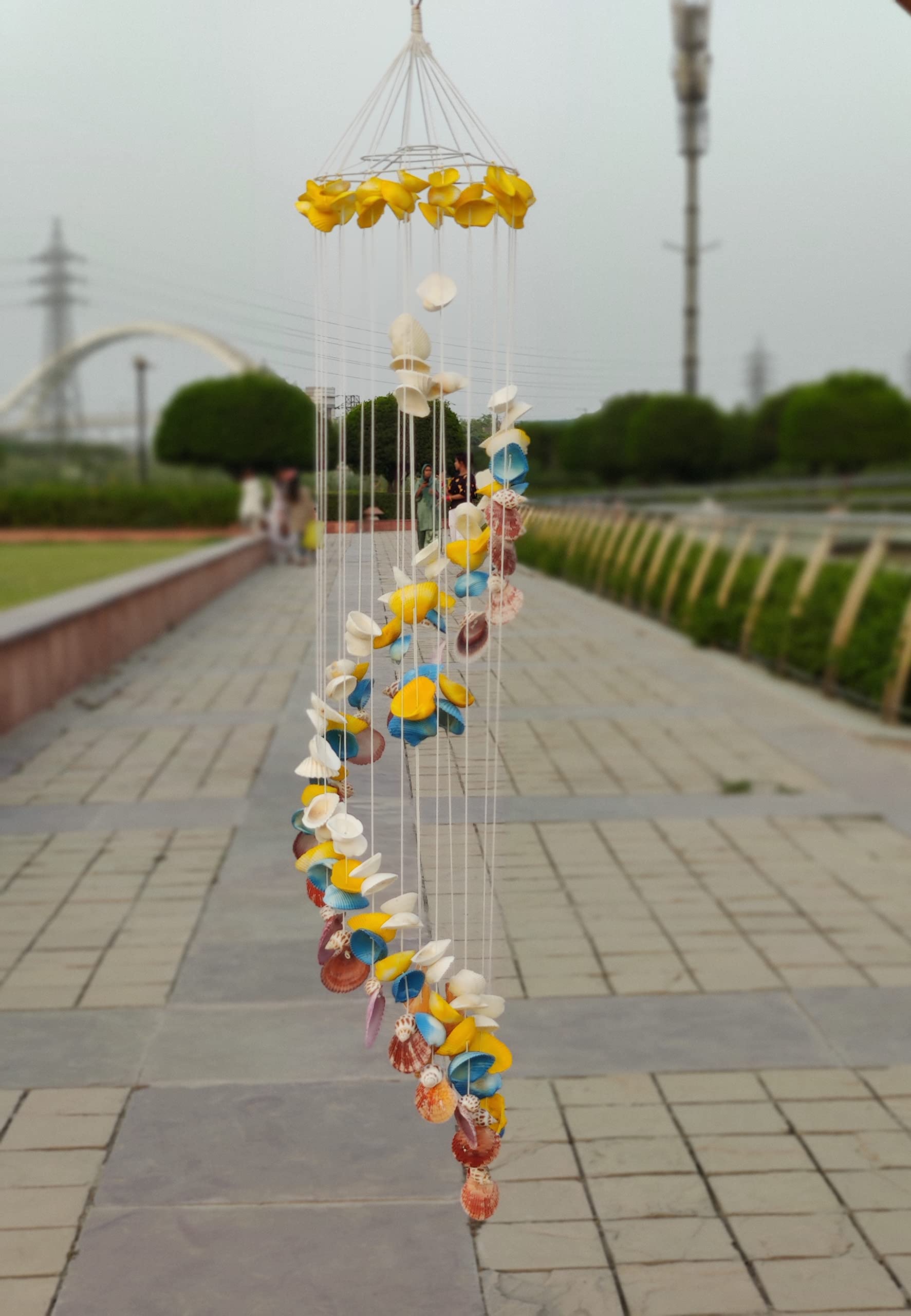 Shellkrafts Designer 37 Inches Handcrafted Artificial Sea Shell Wind Chimes for Bedroom Balcony Garden|Gift Item|Postive Energy Wind Chimes| Home Decor Multicolor