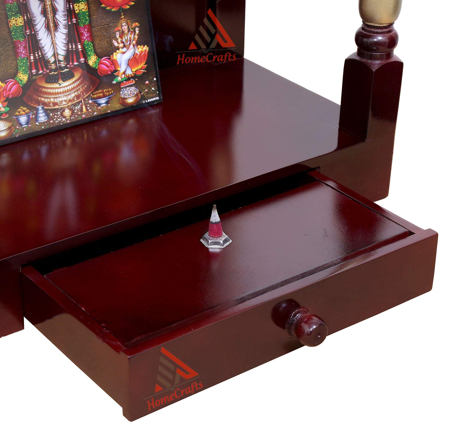 Aspiree HomeCrafts Wooden Home Temple/LED/PUJA MANDIR (22 x 11.5 x 26 inch)