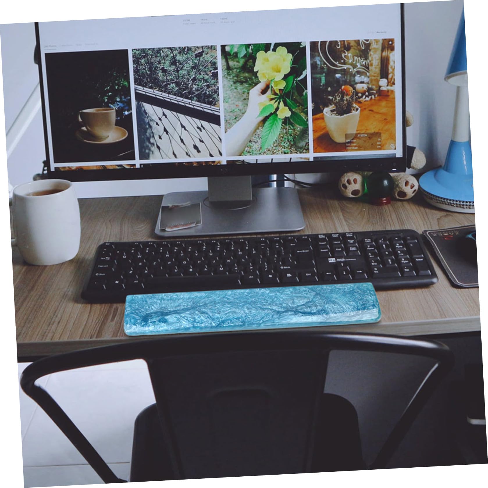 Reposamuñecas Ergonómico para Epoxi de 61 Resina Azul Teclado