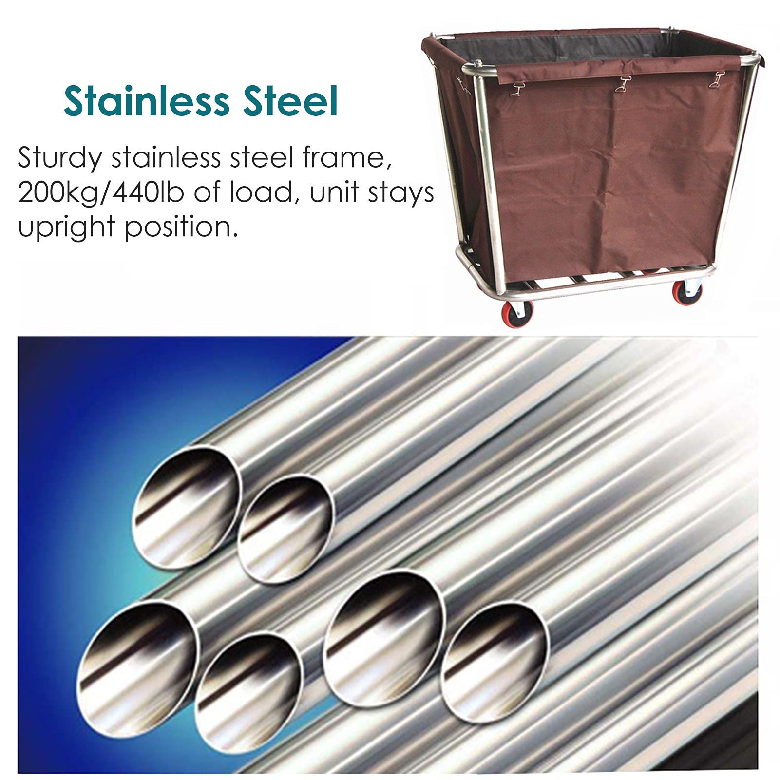 DFEDHF Utility Cart Organizer Storage Trolley Service Cart Household Laundry Sorter Trolley on Wheels, Extra Large Hamper Cart with Steel Frame and Removable Canvas, Support 200kg(Blue-4)