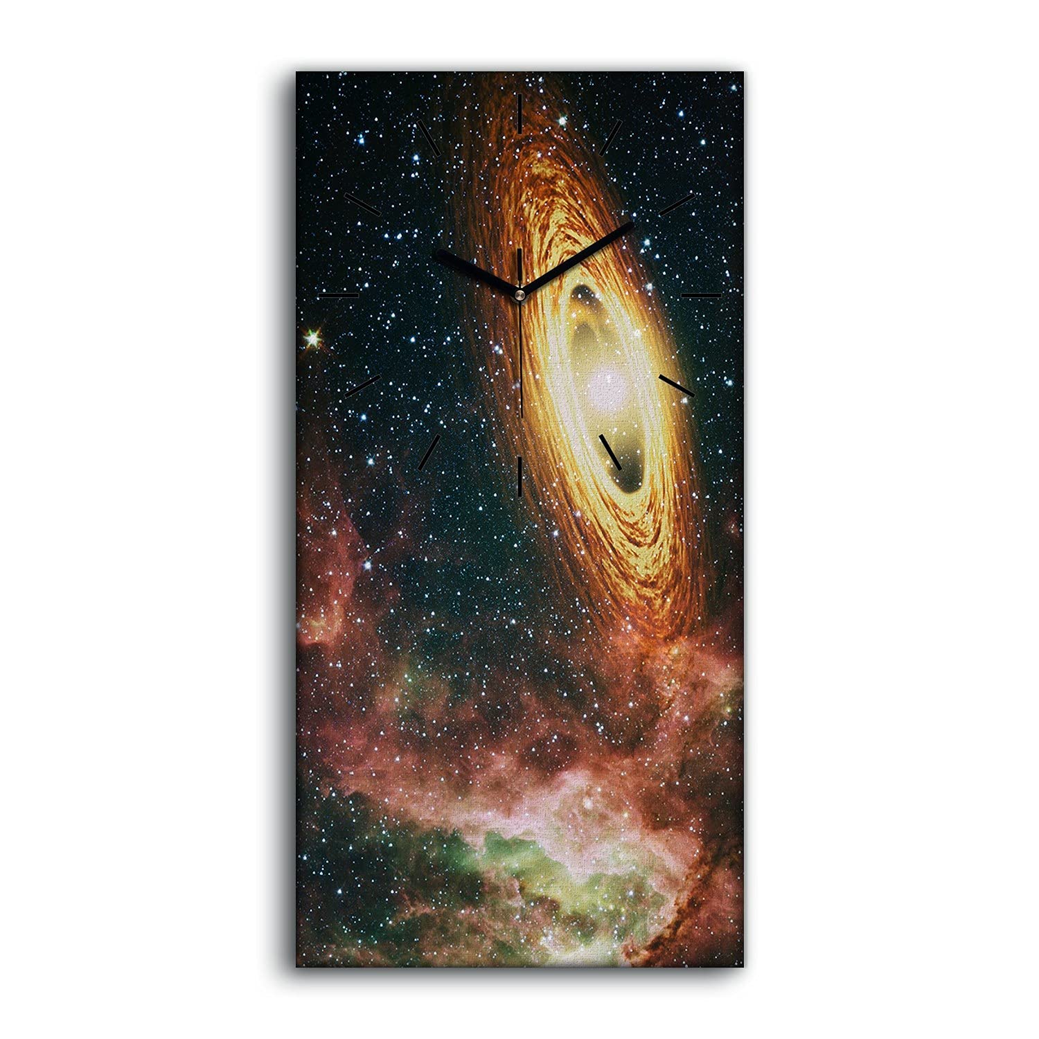 Horloge sur Toile Art Moderne Salon Tableau Silencieux Space Galaxy 30x60cm