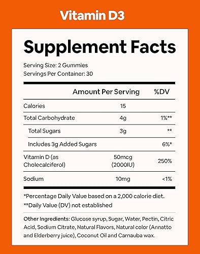 Miniatura 3 de Black Girl Vitamins - Gomitas de vitamina D3, para apoyo inmunológico, energético y óseo, 2000 UI (50 mcg) de vitamina D por porción, gomitas de