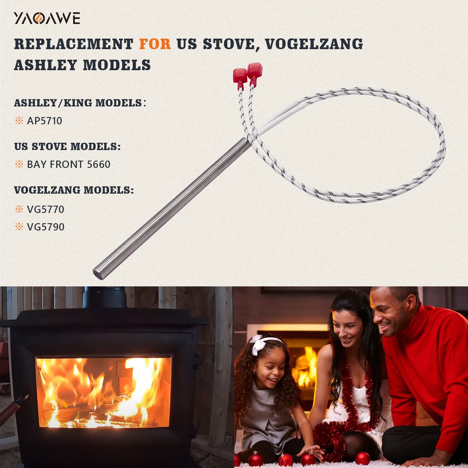 Amazon.com: YAOAWE Replacement for US Stove, Ashley/King, Vogelzang Pellet  Stove Igniter, 300W Stove Ignitor Part 80604 : Home u0026 Kitchen
