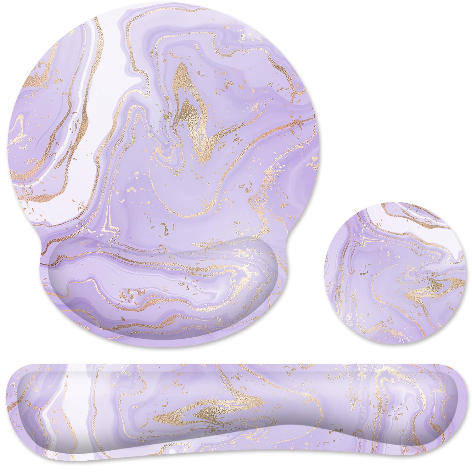 G JGOOErgonomic Mouse Pad Wrist Support and Keyboard Wrist Rest, Memory Foam, Purple Marble