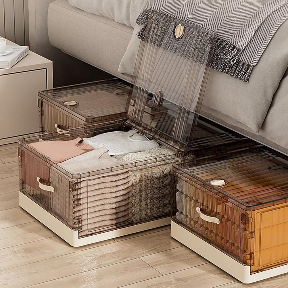 Under Bed Storage Containers with Wheels - Stackable, Large Capacity 39" Foldable Plastic Storage Boxes with Lids for Clothes, Shoes, Blankets - Perfect for Bedroom Organization,20cm