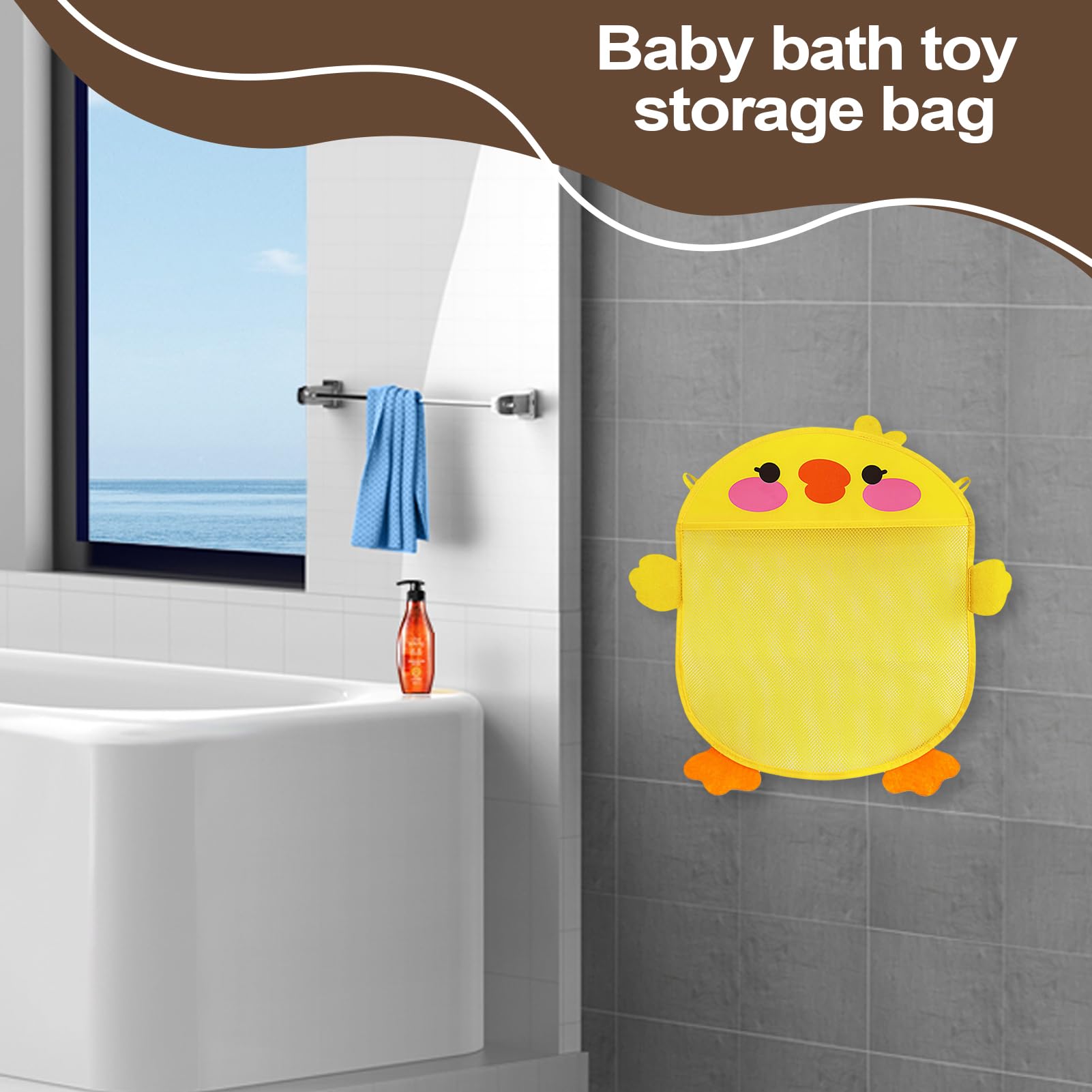 UPALDHOU Badewannen-Spielregal Grau - 75cm Spielzeughalter