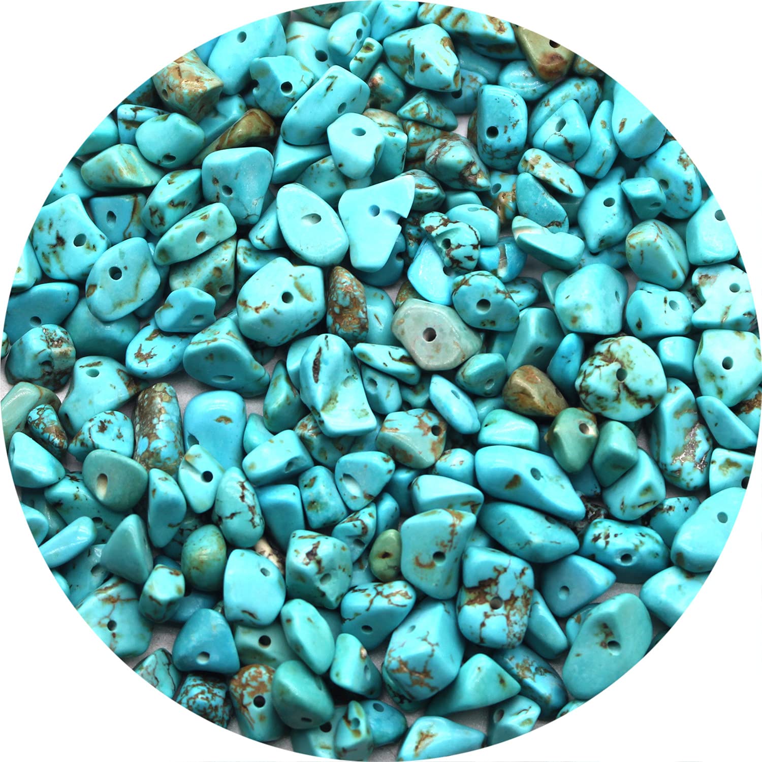 Oameusa Blue Turquoise Irregular Agate Chips Natural Chips Stone Beads 5-8mm About 230 Pieces Gemstones Crystal Loose Rocks Bead with 1mm Hole DIY for Earring Bracelet Jewelry Making Home Decoration