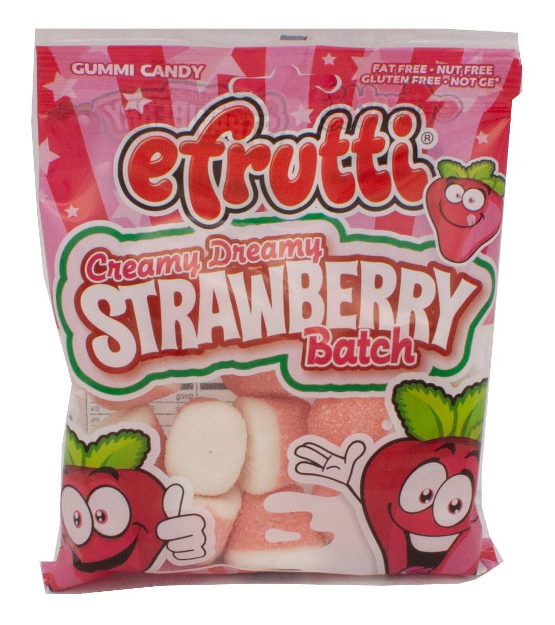efrutti Creamy Dreamy Strawberry Batch | Pack of 3 (3.5 oz Bags) | Gummy Candy Peg Bag | Bulk King of Sweets Bag