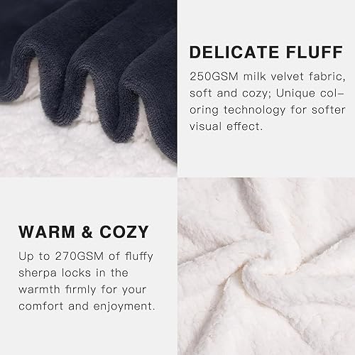 Miniatura 4 de Manta Sherpa de 520 GSM, cálida y gruesa para invierno, manta jacquard única con corazón del alfabeto para sofá, manta decorativa suave y acogedora