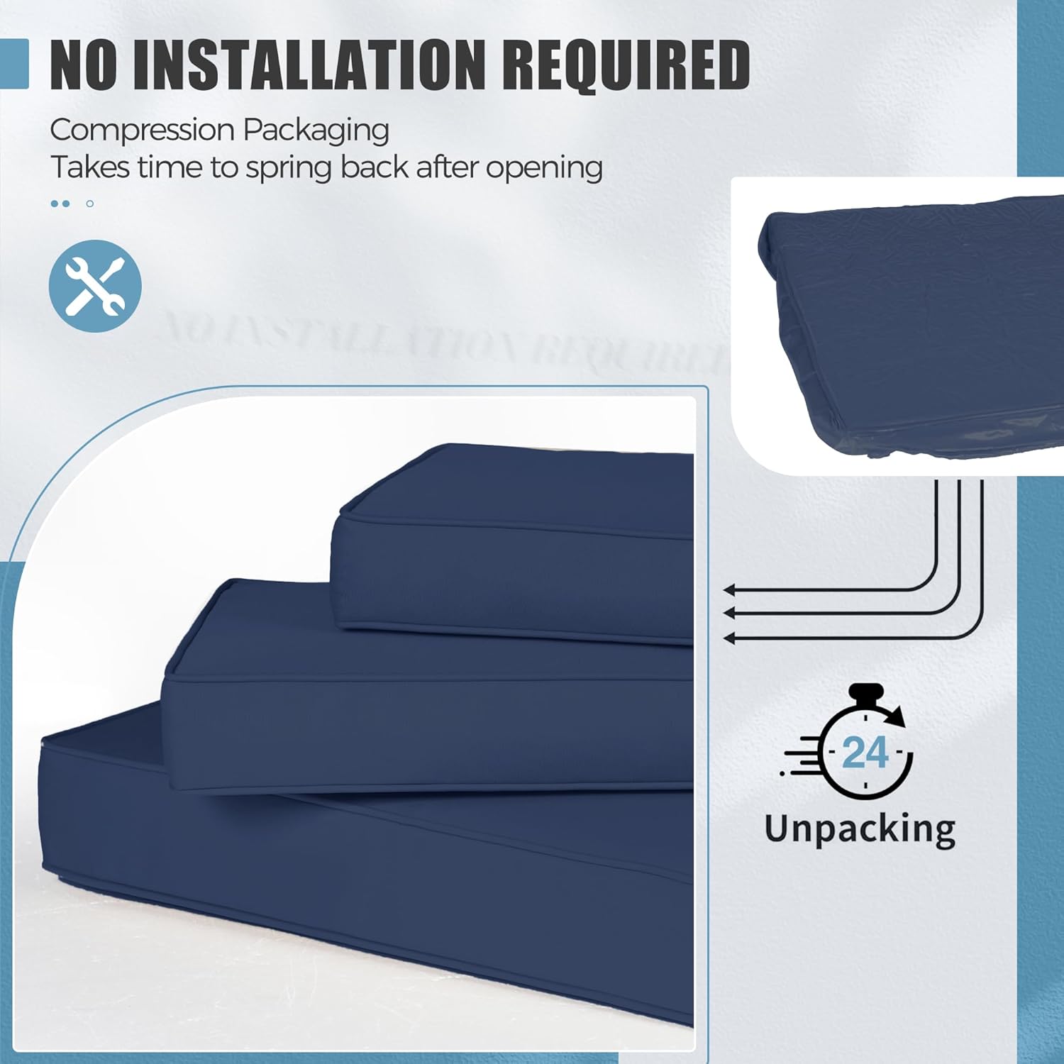 Oakcloud Oakmont Outdoor Replacement Cushions for Patio Conversation Set, Water-Resistant Cushion for Patio Furniture, 14-Piece Cushions for 6-seat Outdoor Sectional Sofa (Dark Blue)
