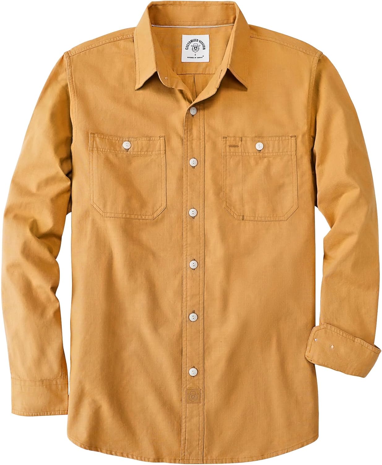 Dubinik® Chambray Shirt Men Long Sleeve Cotton Work Shirts with 2 Pockets Casual Button Down