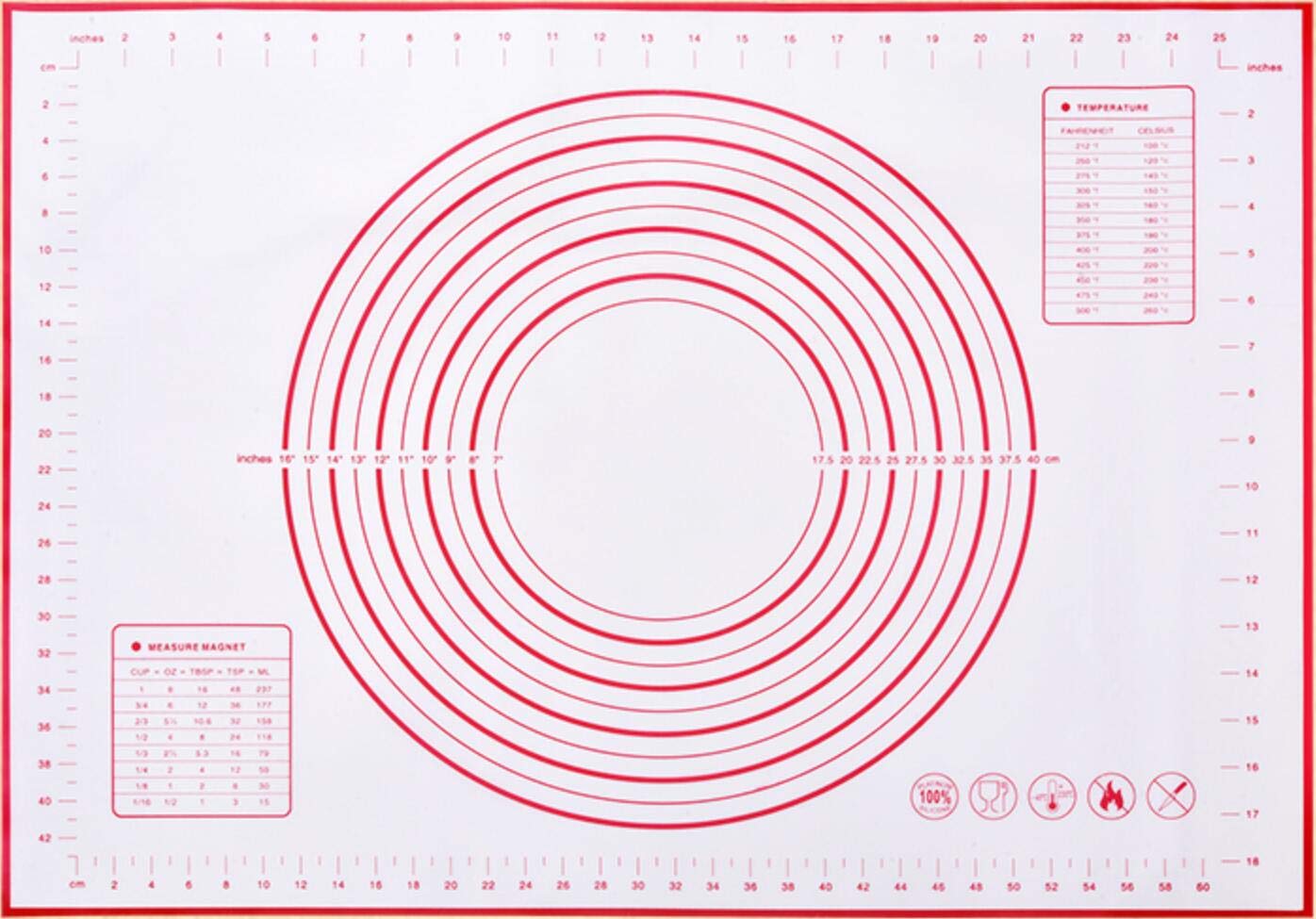 BengvoSilicone Pastry Mat Extra Thick Non Stick Baking Mat with Measurement Fondant Mat, Counter Mat, Dough Rolling Mat, Oven Liner, Pie Crust Mat 40x30cm (M)