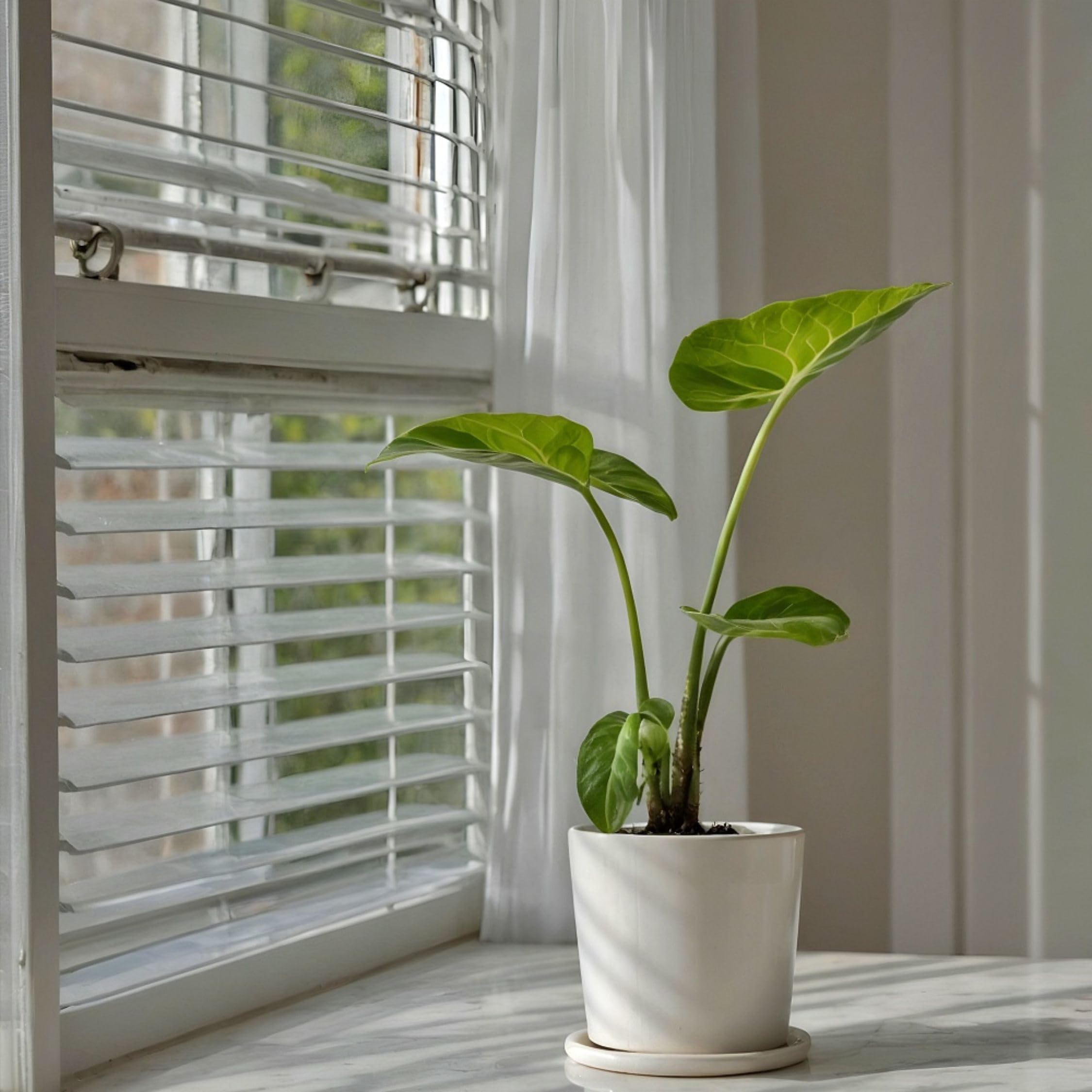 Plant in a Box - Alocasia Macrorrhiza - Set de 2 - Plante d'intérieur - Oreille d'éléphant - Alocasie - Pot 17cm - Hauteur 60-70cm