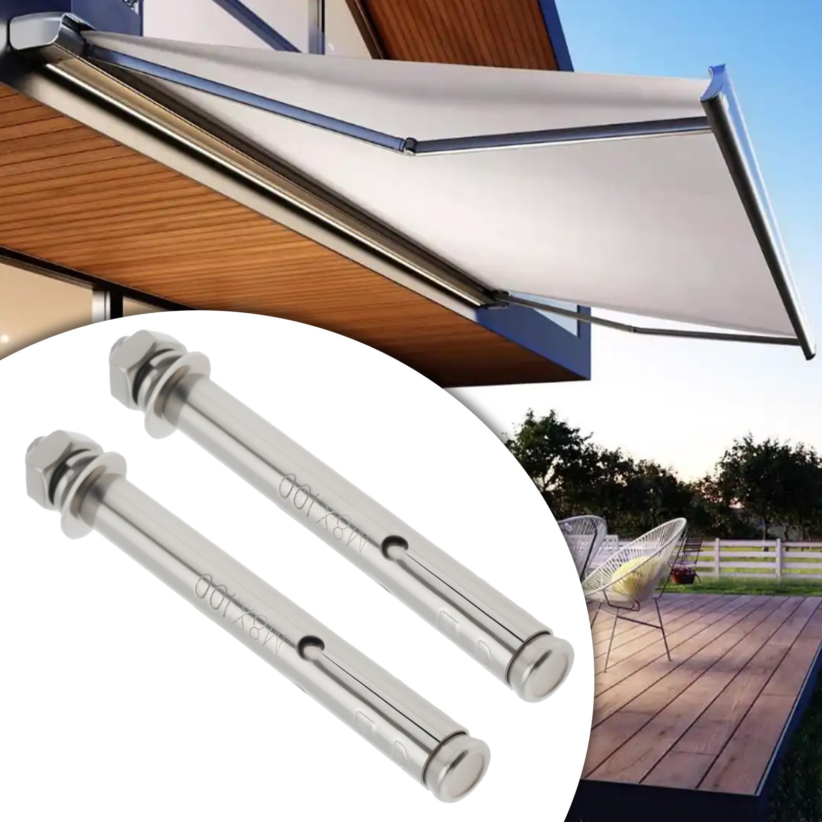 Briny River 10Pcs M8 x100 Expansion Bolts 304 Stainless Steel External Hex Expansion Bolts for Guardrails Security Doors Awnings Air 9.5x12.7mm - Image 2