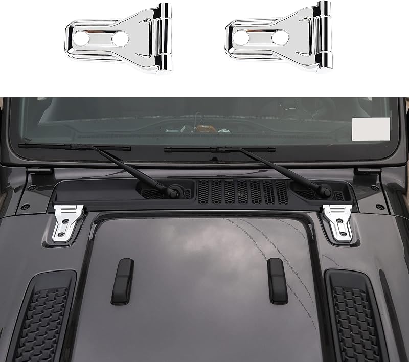 Capa de acabamento da dobradiça do capô RT-TCZ em ABS cromado para Jeep Wrangler JL JLU e Gladiator JT 2018–2023