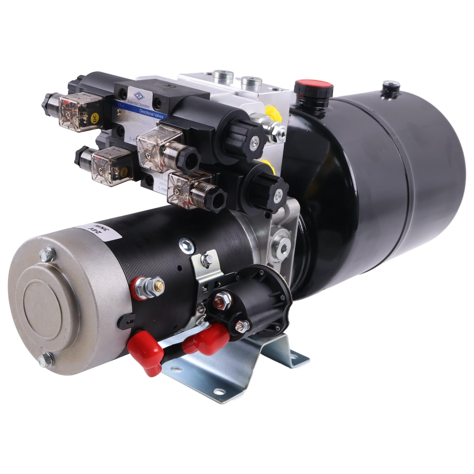 Solarhome Doppeltwirkendes Hydraulikaggregat, 3 kW, 24 V DC, 8 Quart Stahltank, 1,8 GPM, 2900 PSI, SAE 8, kompatibel mit Kippanhänger, Auto-Heben