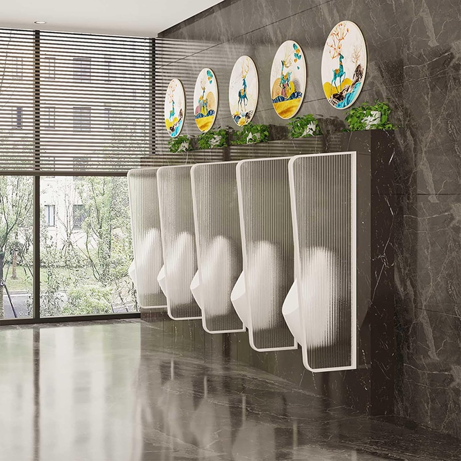 NEONMAN Urinal Partition Toilet Urinal Partition Men's Urinal Privacy Baffle Divider Wall-Mounted Urinal Partition Translucent Glass Panels Tempered Glass Used in Public Toilets and Bars(Gold,1PCS)