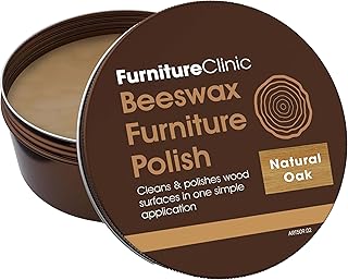 Furniture Clinic Premium Natural Oak Beeswax Polish (6.8oz/200ml) | Condition, Restore, Protect, & Waterproof Wood Furniture | Natural Wax for all Wood Types & Colors - Oak, Teak, Dark & Light