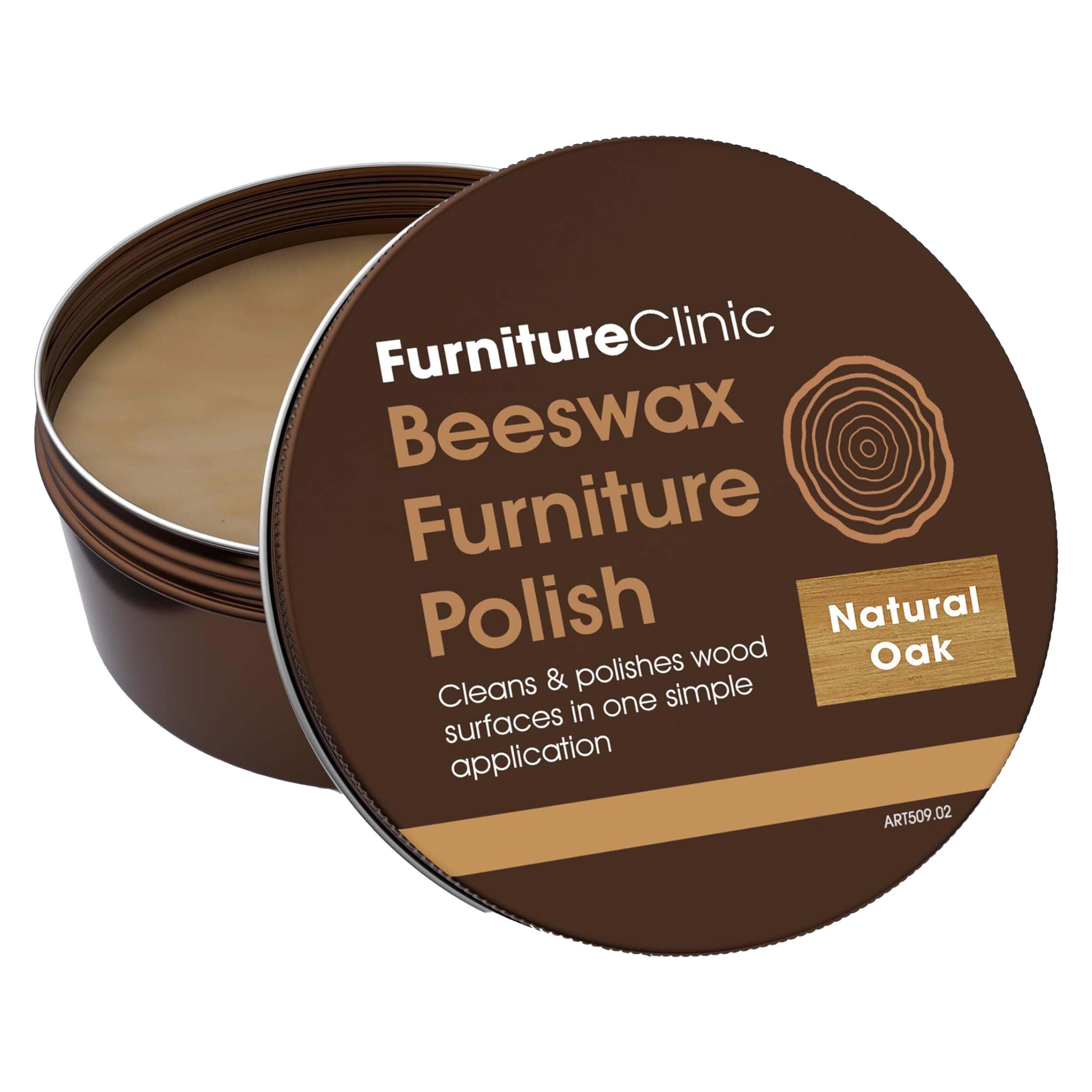 Furniture Clinic Premium Natural Oak Beeswax Polish (6.8oz/200ml) | Condition, Restore, Protect, & Waterproof Wood Furniture | Natural Wax for all Wood Types & Colors - Oak, Teak, Dark & Light