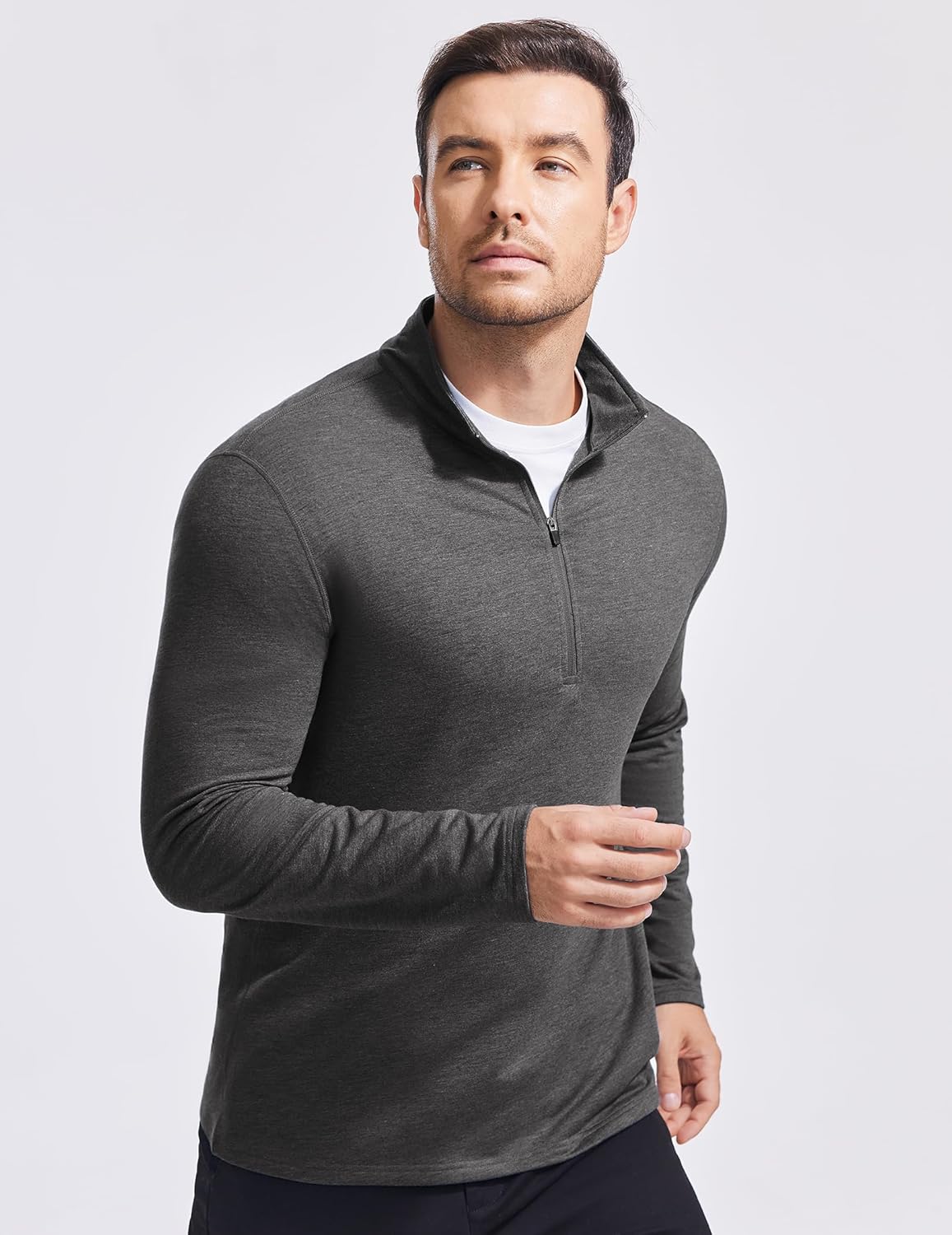 PINSPARK Men's Quarter Zip Up Lightweight Pullover Mock Neck Sweatshirts Long Sleeve Golf shirts Performance Athletic Casual - Image 5