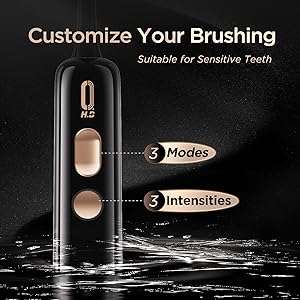 O.H.B Sonic Electric Toothbrush, Electronic 80 Wave Oscillation & Vibration Travel Sonic Toothbrush for Adults with 9 Modes, Timer, 2 Brush Heads, IPX8 Waterproof, Rechargeable, 60-Day Battery Life