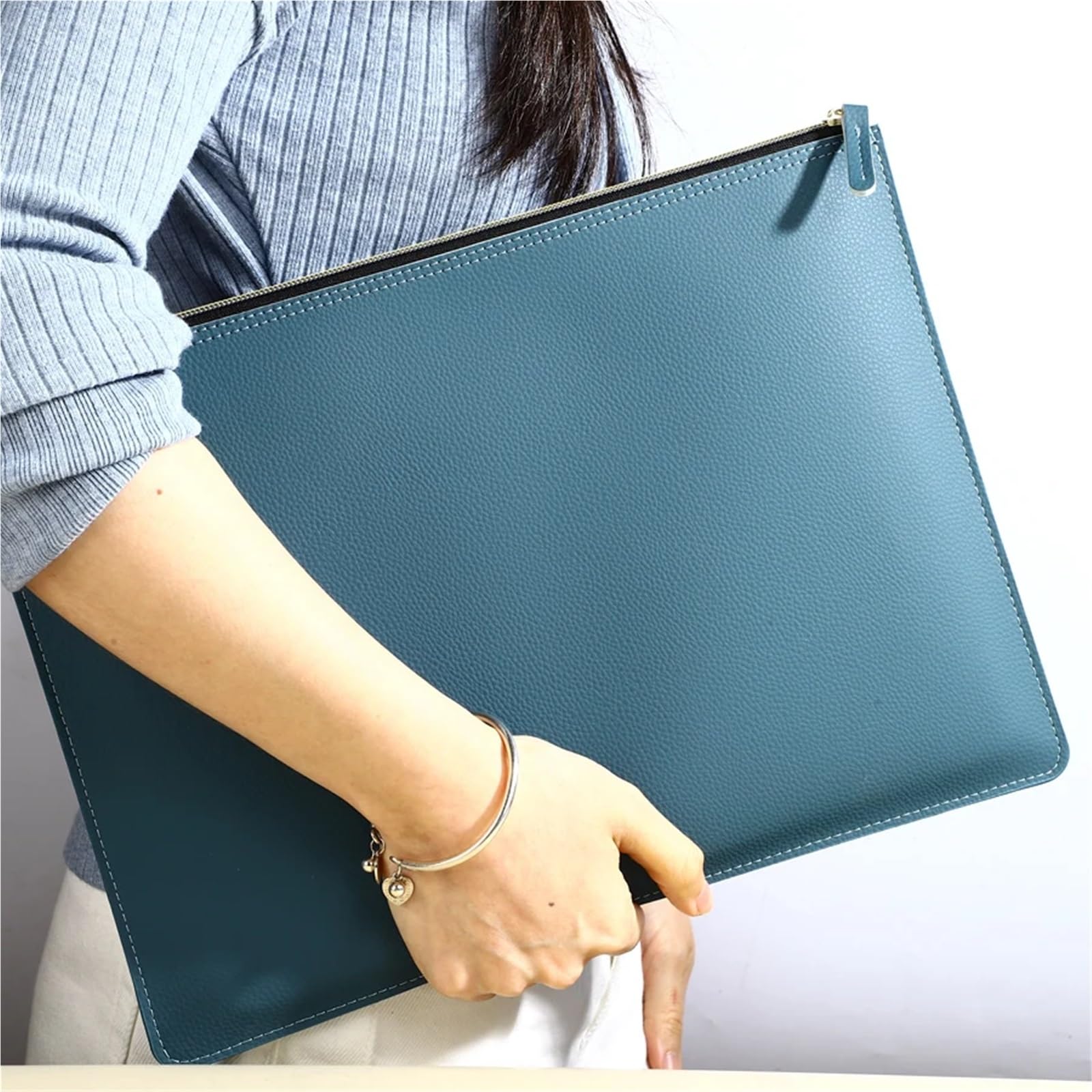Skórzana torba na dokumenty, A4 Leather Document Zipper Bag 258mm x 354mm Multicolor(Brown)