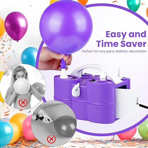 Miniatura 3 de Bomba de globos, bomba de aire eléctrica 3 en 1 para inflables y globos, bomba eléctrica de inflado de globos de doble boquilla para globos de papel